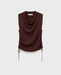 Mango Women's Ruched Knitted Top