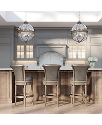 Maven Lane Pullman Bar Stool in Reclaimed Oak Finish, Ronan Stone, Set of 2