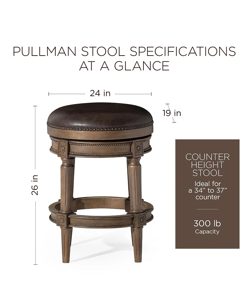 Maven Lane Pullman Backless Counter Stool in Walnut Finish w/ Marksman Saddle Leather