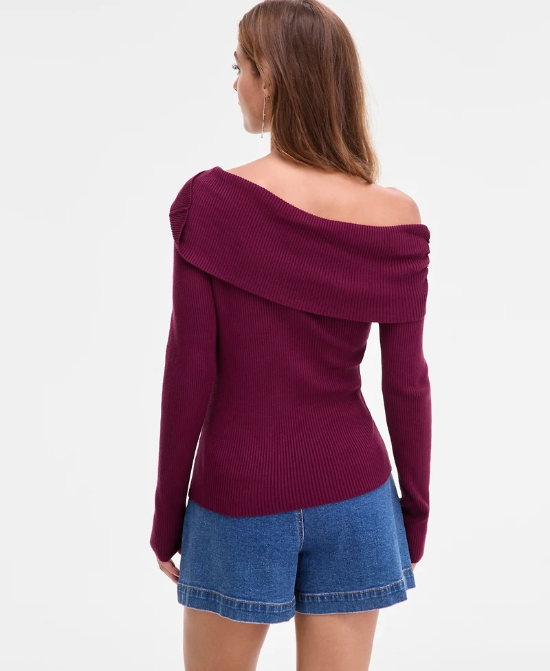 Bar Iii Women's Off-The-Shoulder Ribbed Sweater, Macy's Exclusive