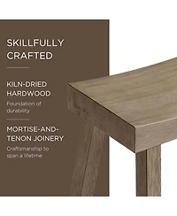 Maven Lane Vincent Wooden Rustic Kitchen Bar Stool, Antiqued Grey, Set of 2