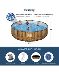 Bestway Power Steel Swim Vista 16' x 48" Round Above Ground Swimming Pool Set