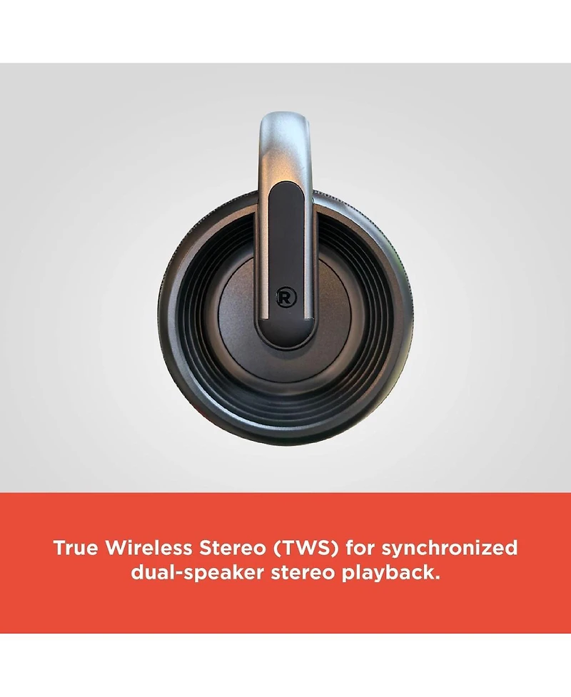 RadioShack Portable Outdoor Bluetooth Speaker 60W Rms Power With Dual Subwoofer IPX5 Gray True Wireless
