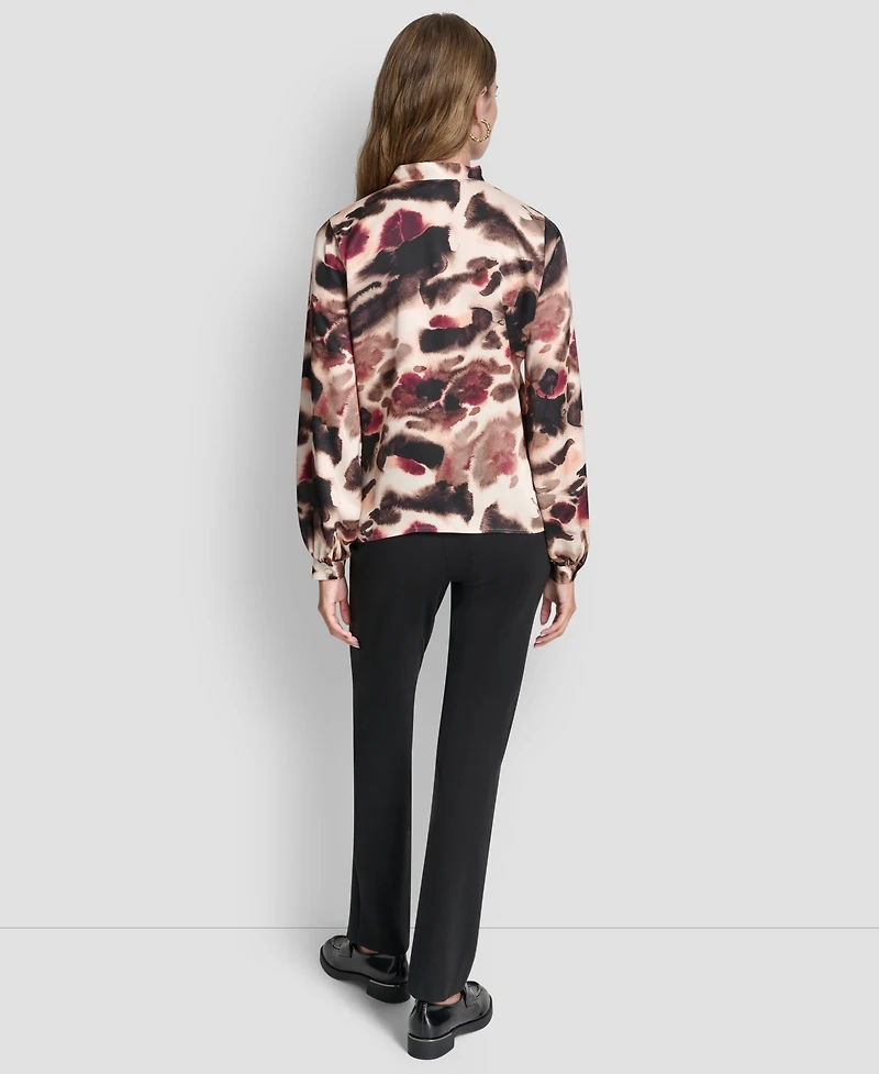 Dkny Petite Necktie Long-Sleeve Top