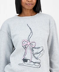 Grayson Threads, The Label Juniors' Ice Skates Graphic-Print Sweatshirt