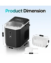 Sugift 26lbs/24H Portable Countertop Self-Cleaning Ice Maker, 9 Bullet Cubes in 6 Mins with Handle