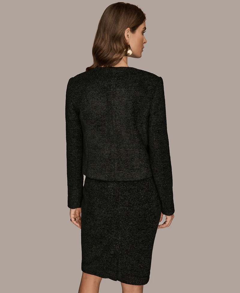 Donna Karan New York Women's Novelty Button Front Cropped Jacket