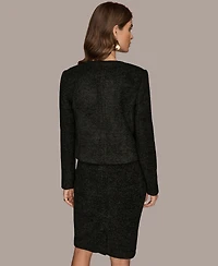 Donna Karan New York Women's Novelty Button Front Cropped Jacket