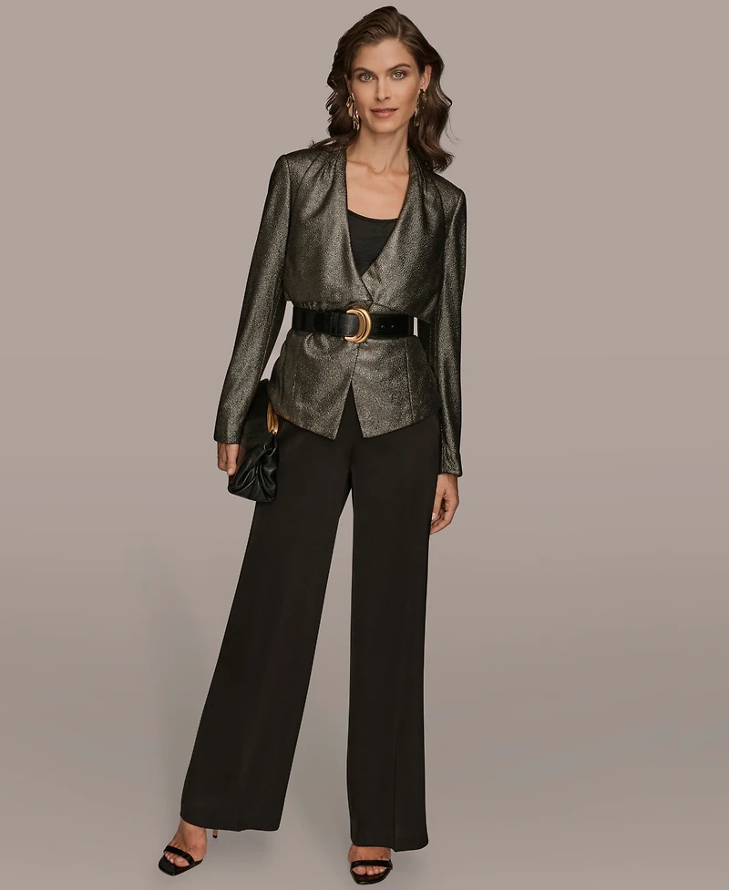 Donna Karan New York Petite Belted Shawl-Collar Crop Jacket