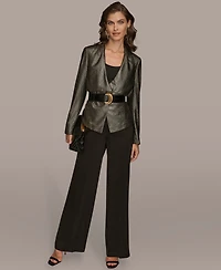 Donna Karan New York Petite Belted Shawl-Collar Crop Jacket