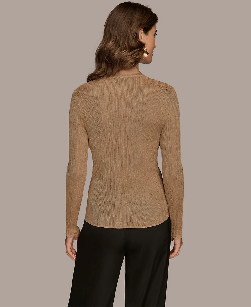 Donna Karan New York Women's Novelty Long Sleeve V-Neck Cardigan