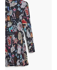 Desigual Girls's Long sleeve cat skater dress