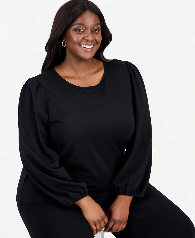 Ak Anne Klein Plus Blouson-Sleeve Top