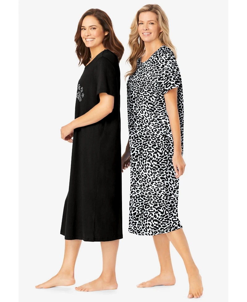 Dreams & Co. Women's 2-Pack Long Sleepshirts