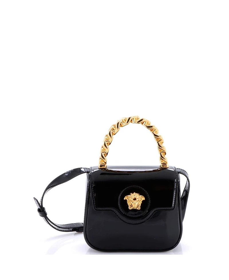 Pre-Owned Versace Mini La Medusa Chain Handle Crossbody Bag (Outlet) Patent