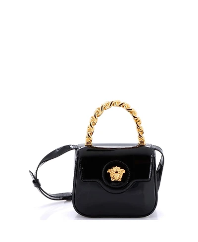 Pre-Owned Versace Mini La Medusa Chain Handle Crossbody Bag (Outlet) Patent