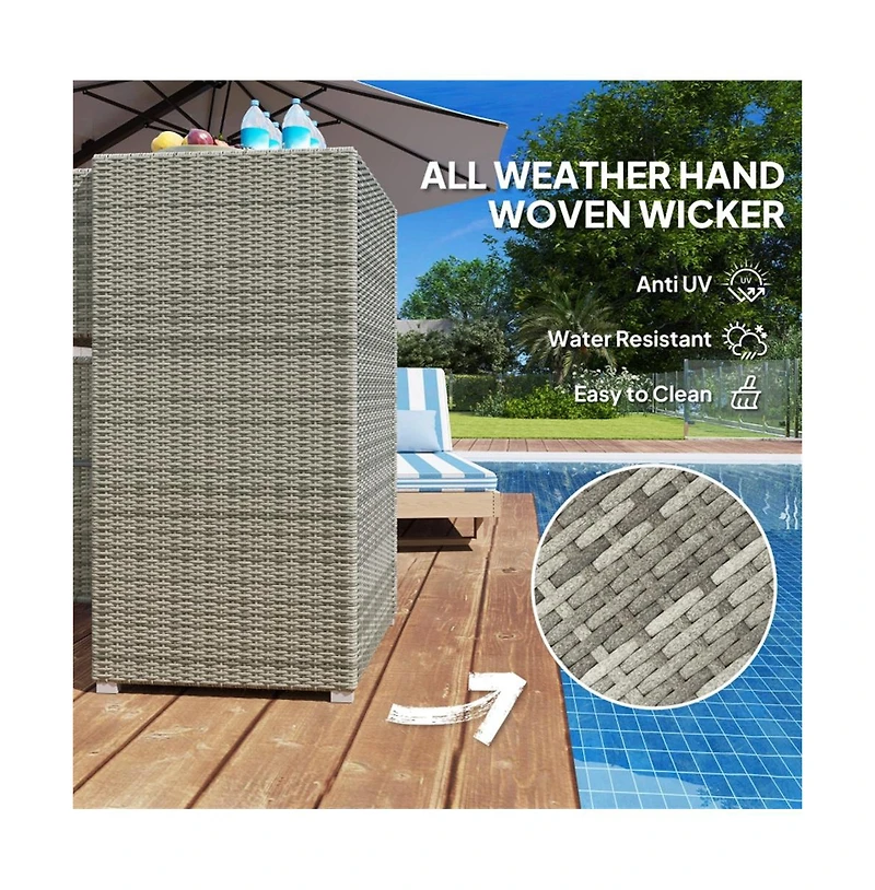 Slickblue Outdoor Towel Rack Cabinet with Storage Shelves and Rolling Wardrobe Locker