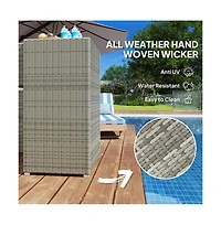 Slickblue Outdoor Towel Rack Cabinet with Storage Shelves and Rolling Wardrobe Locker