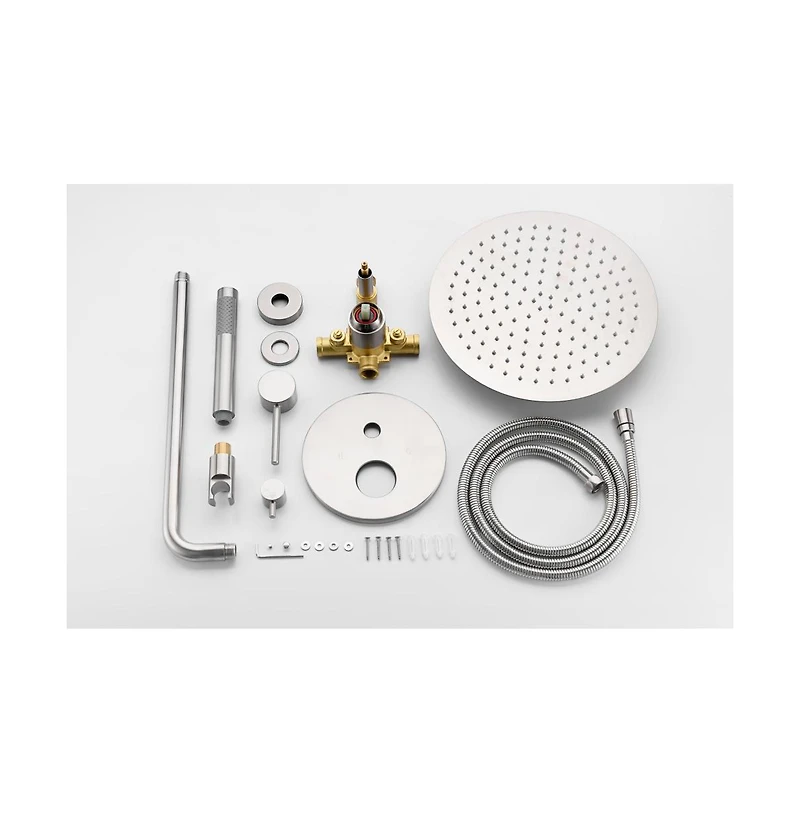 Rainsken Shower System, Wall Mounted Shower Faucet Set for Bathroom with High Pressure 10" Stainless Steel Rain Shower head Handheld Shower Set,
