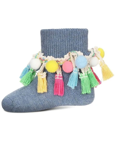 Memoi Pom-Pom-Palooza Girls Ankle Socks