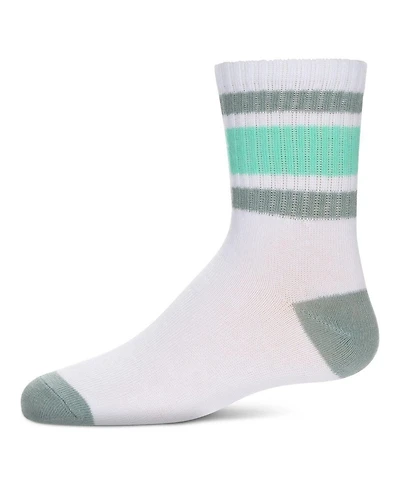 Memoi Little Girls Neon Stripe Cotton-Rich Crew Sock