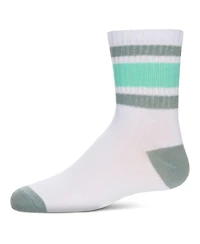 Memoi Little Girls Neon Stripe Cotton-Rich Crew Sock