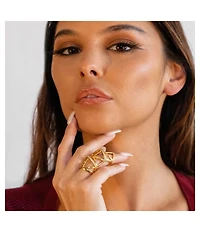 Lucy Quartermaine Art Deco Armour Ring in Gold Vermeil