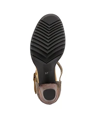 L'Artiste Women's Adodora Floral Tapestry Mary Jane Heels with Hook-and-Loop Strap, Scalloped Edges, Decorative Buckle, Cushioned Insole, and Flexible