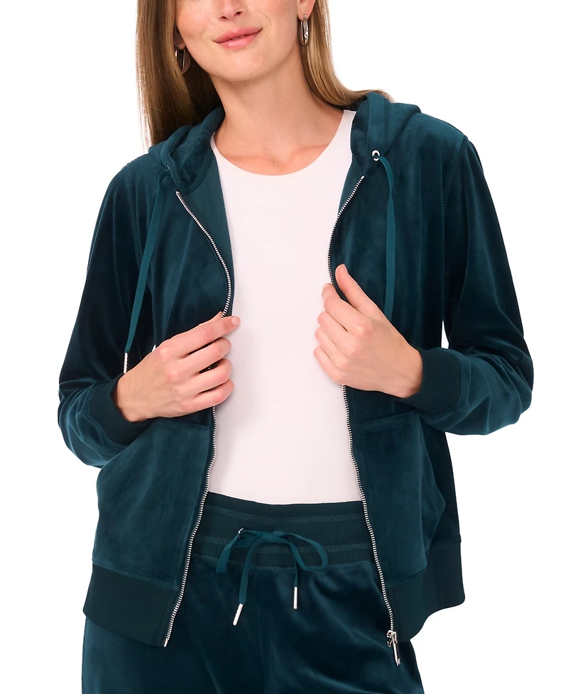 Vince Camuto Women's Velour Zip-Front Hoodie Jacket
