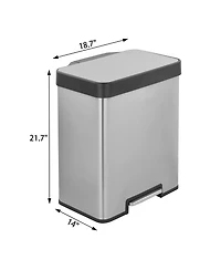10.6 gallon rectangular step-on recycling trash can with two 20 liter compartments