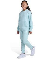 Adidas Big Girls 8-16 Two Piece Long Sleeve Small Logo Fleece Pullover Hoodie and Jogger Set
