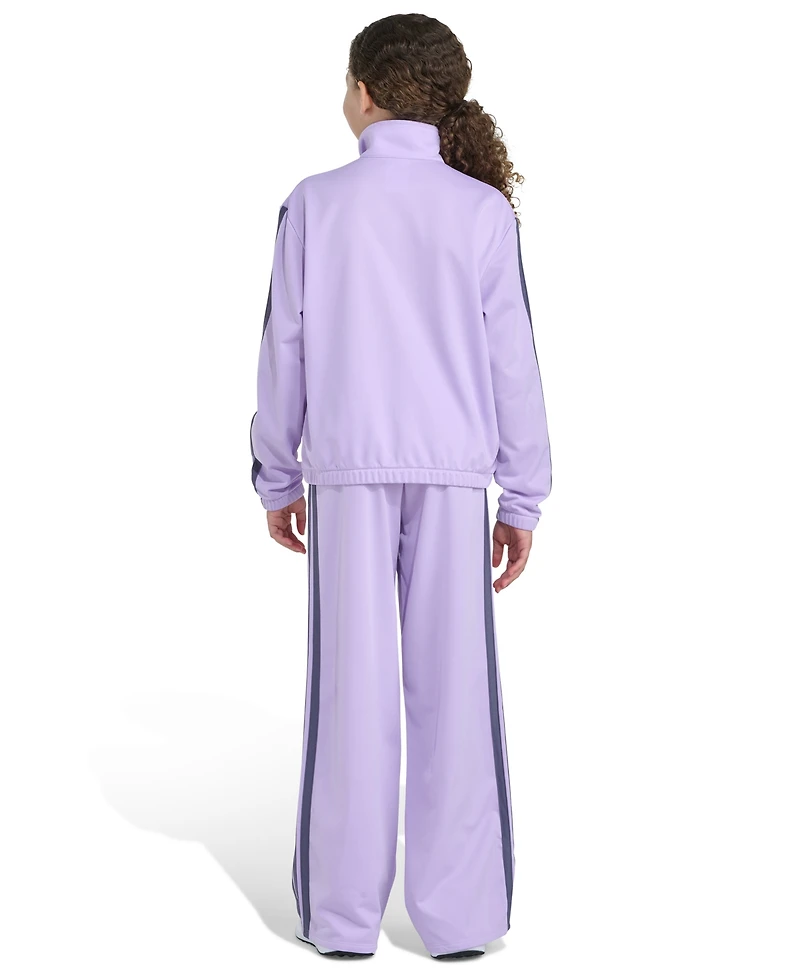 Adidas Big Girls 8-16 two-Piece Full-Zip Jacket and Wide Leg Tricot Pants Set