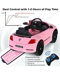 Volkswagen Beetle Kids Electric Ride-On Car with Remote Control - Pink