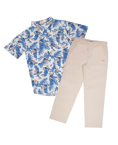 Tommy Bahama Big Boys Classic Woven Button Down Shirt and Pant Outfit Set