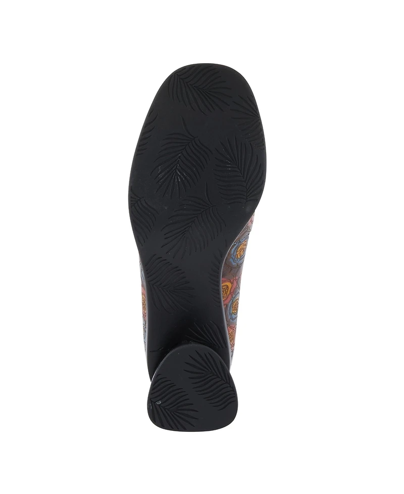 L'Artiste Women's Rivoire Hand-Painted Floral Loafer with Sculpted Heel and Cushioned Insole