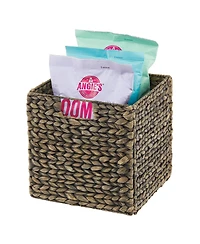 mDesign Woven Hyacinth Kitchen Storage Organizer Basket Bin, 8 Pack, Black Wash