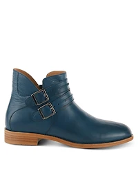 Azura Spring Step Pristina Leather Bootie with Double Decorative Buckles and Inside Zipper