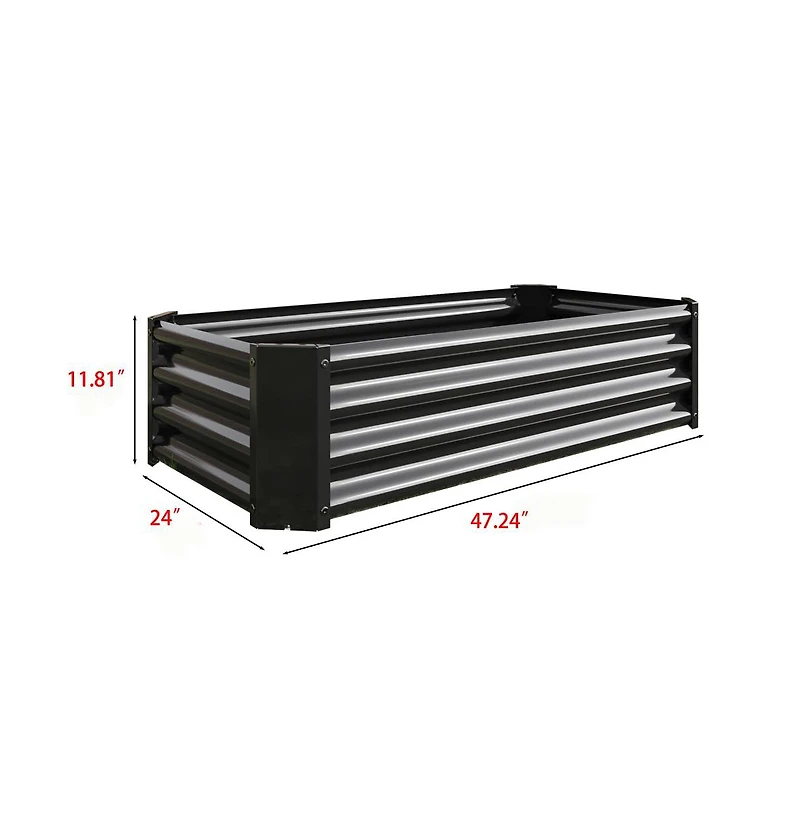 Chic Crate 4x2ft Black Metal Raised Garden Bed