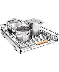 Kitstorack Pull out Cabinet Organizer,Heavy Duty Smooth Sliding Under Cabinet Shelves for Pots and Pans,Roll out Drawers with Thickened Chrome Plating