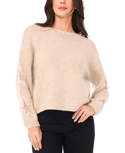 Sam & Jess Women's Crewneck Star Pattern Sweater