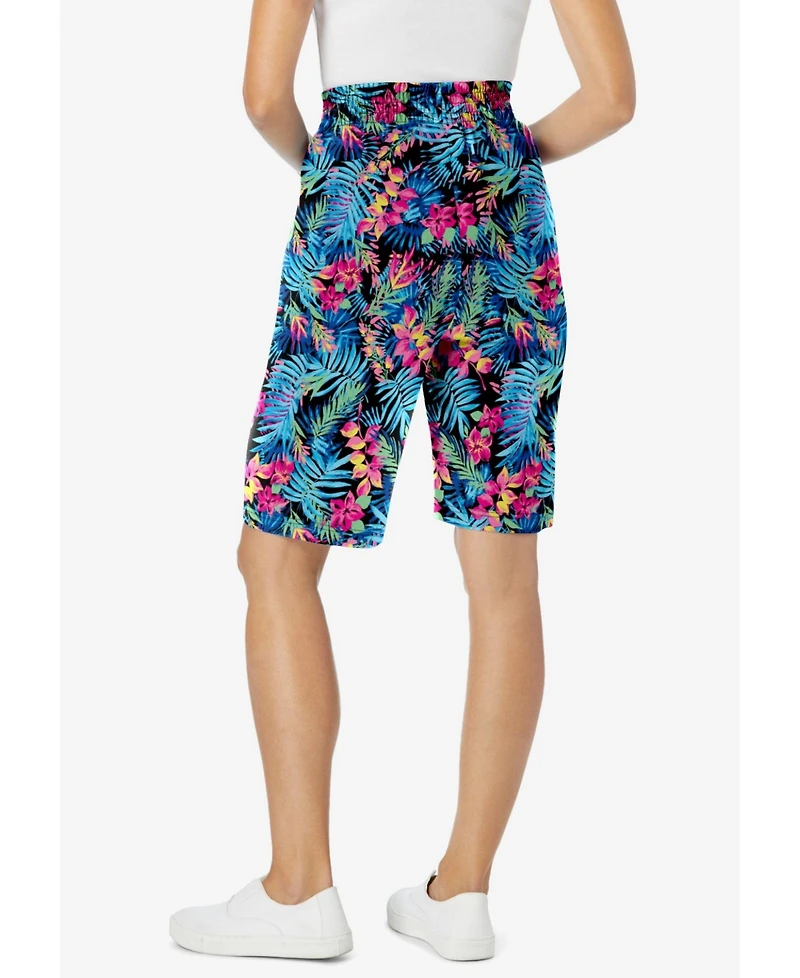 Woman Within Plus Elastic-Waist Knit Short