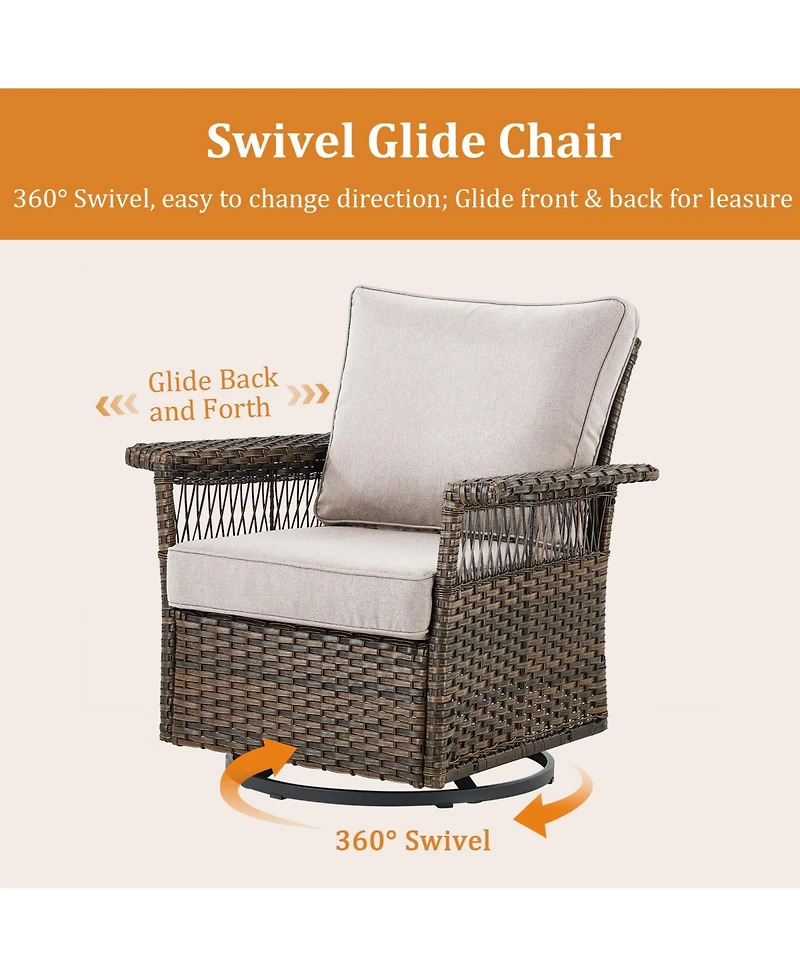 Gymojoy SeagullWing 2-Person Swivel Glider Wicker Outdoor with Olefin Cushion Patio Chairs