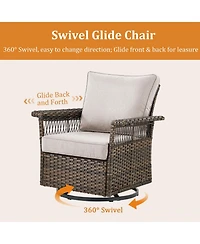 Gymojoy SeagullWing 2-Person Swivel Glider Wicker Outdoor with Olefin Cushion Patio Chairs
