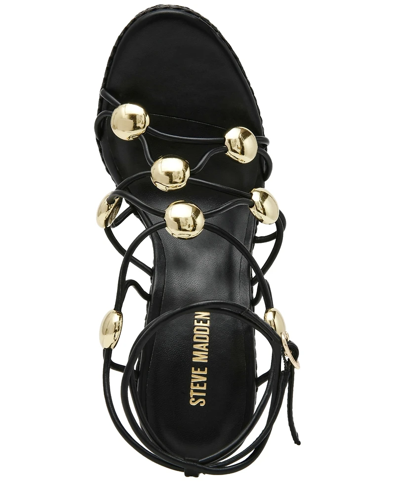 Steve Madden Women's Oaklie Studded Strappy Wedge Sandals