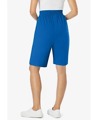 Woman Within Women's Elastic-Waist Knit Short