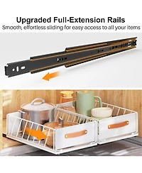 Kitstorack Pull out Cabinet Organizer Fixed with Adhesive Nano Film,Heavy Duty Slide out Pantry Shelves Drawer Storage,Sliding Mesh Cabinet Basket wit