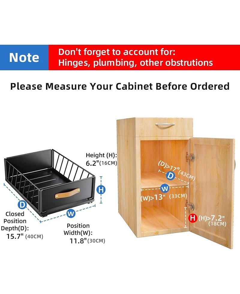 1PC Pull out Cabinet Organizer Fixed with Adhesive Nano Film+1PC Pull out Cabinet Organizer Bundle