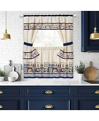Kate Aurora Bon Appetite French Chef 5 Piece Rod Pocket Cafe Kitchen Curtain Tier & Swag Set