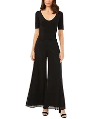 Msk Women's Mesh Wide-Leg Dress Pants
