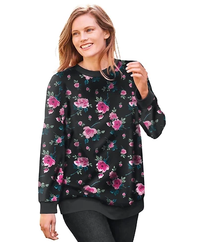 Woman Within Plus Printed Sweatshirt